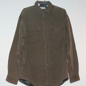 VTG L.L. Bean Mens Sz L Canvas Denim Flannel Lined Long Sleeve Shirt